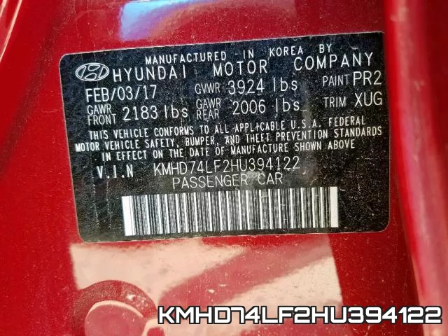 KMHD74LF2HU394122 фото 2