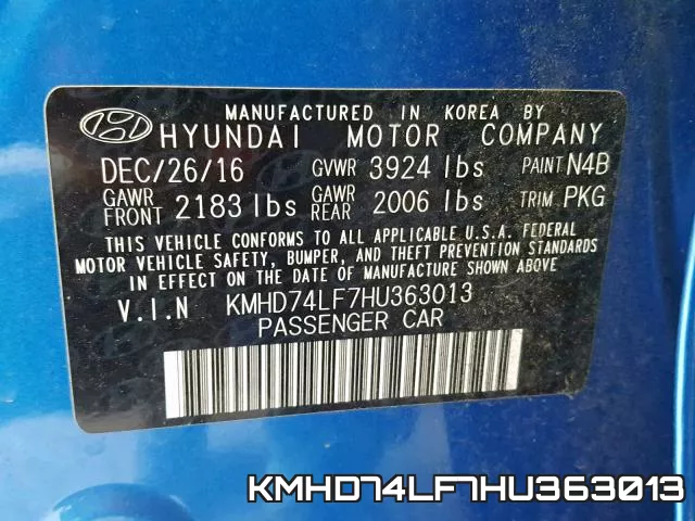 KMHD74LF7HU363013 фото 2