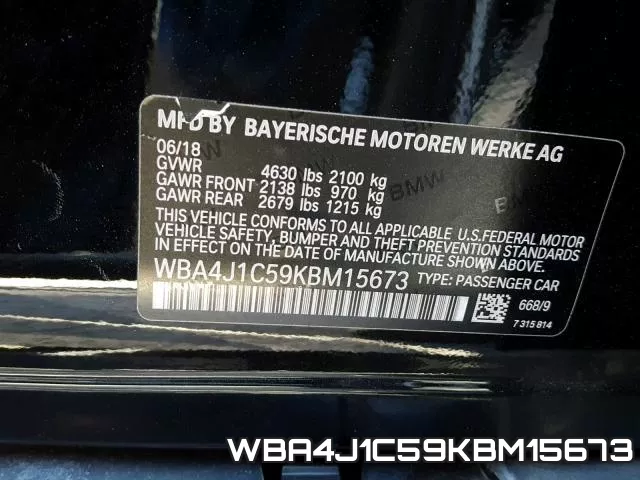 WBA4J1C59KBM15673 фото 2