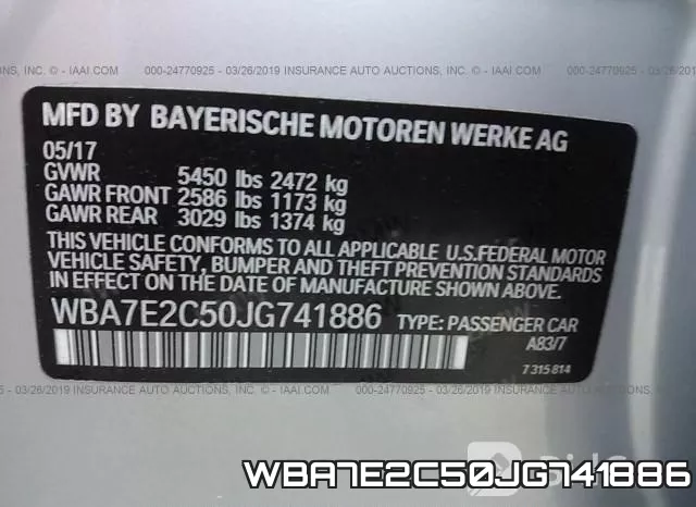 WBA7E2C50JG741886 фото 10