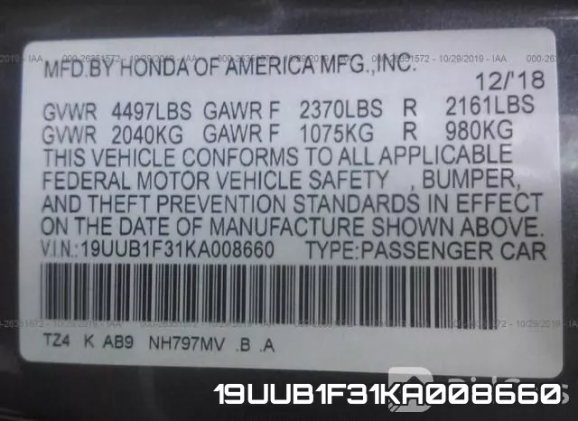 19UUB1F31KA008660 фото 7