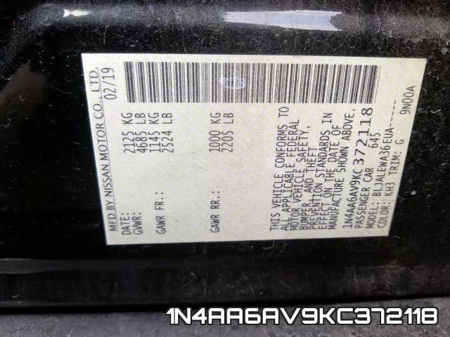 1N4AA6AV9KC372118 фото 2
