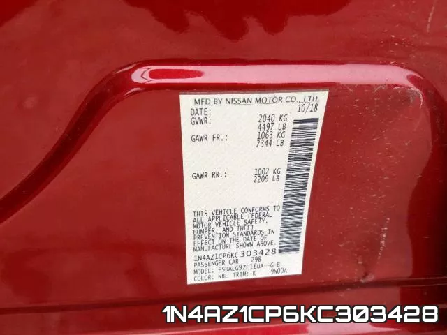 1N4AZ1CP6KC303428 фото 2