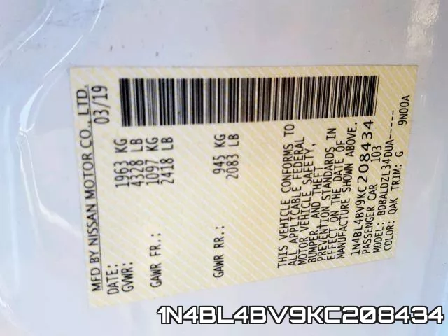 1N4BL4BV9KC208434 фото 2