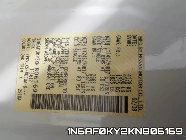 1N6AF0KY2KN806169 фото 2