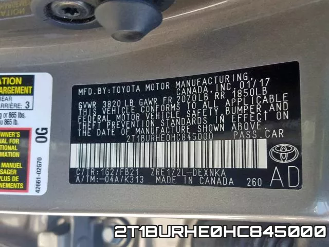 2T1BURHE0HC845000 фото 2