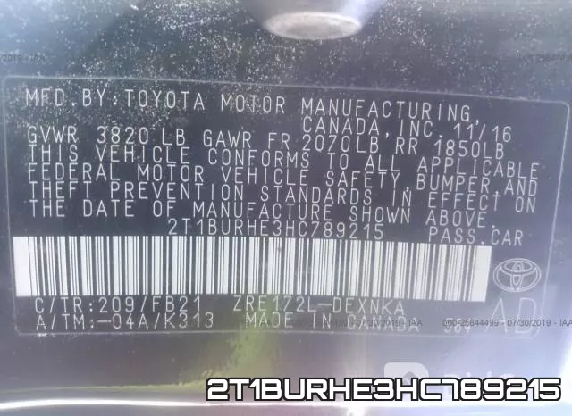2T1BURHE3HC789215 фото 9