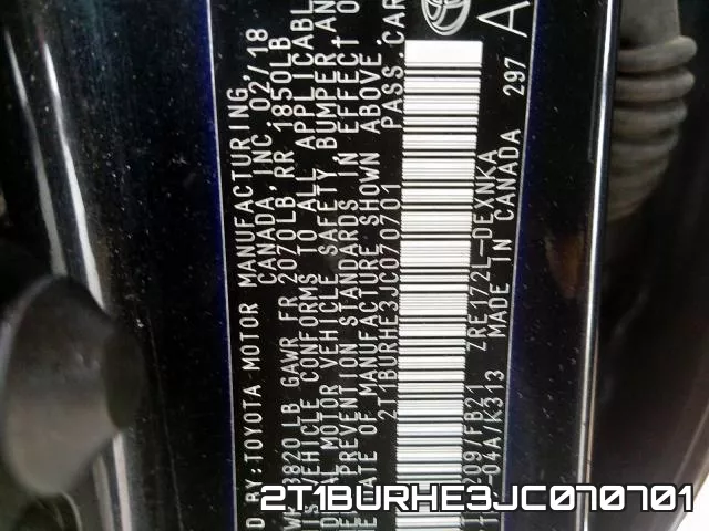 2T1BURHE3JC070701 фото 2