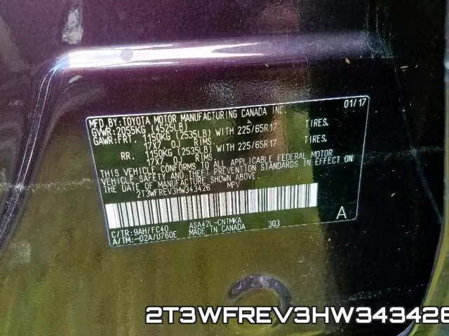 2T3WFREV3HW343426 фото 2