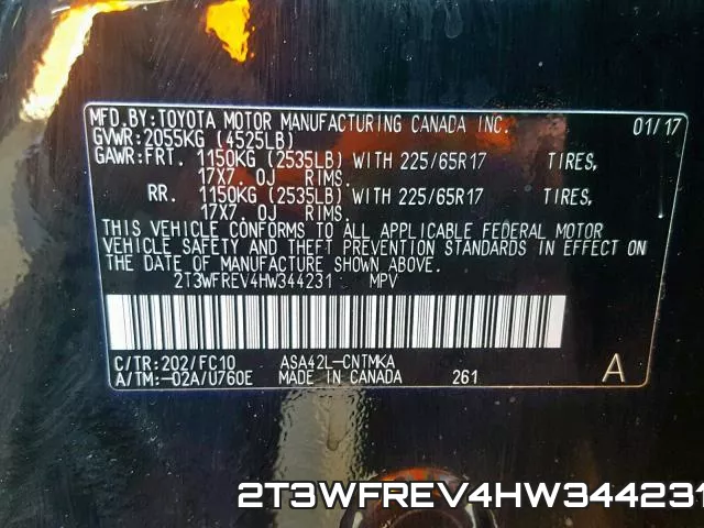 2T3WFREV4HW344231 фото 2
