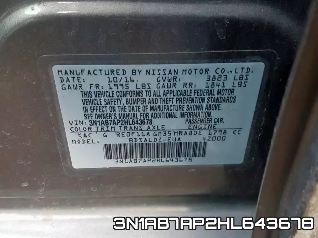 3N1AB7AP2HL643678 фото 2