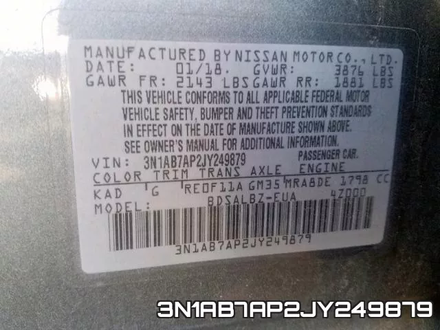 3N1AB7AP2JY249879 фото 2