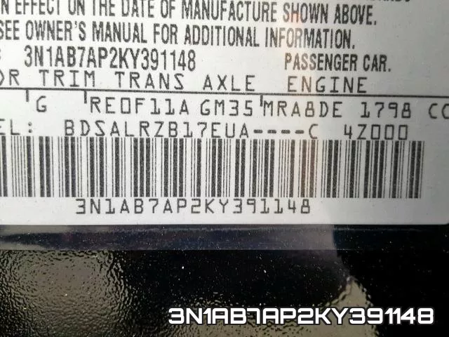 3N1AB7AP2KY391148 фото 2
