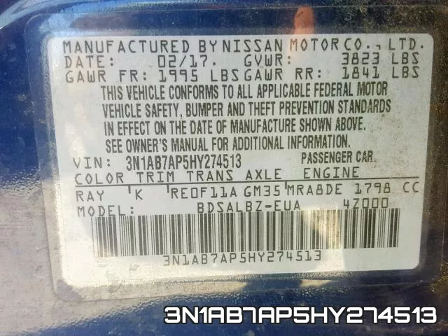 3N1AB7AP5HY274513 фото 2