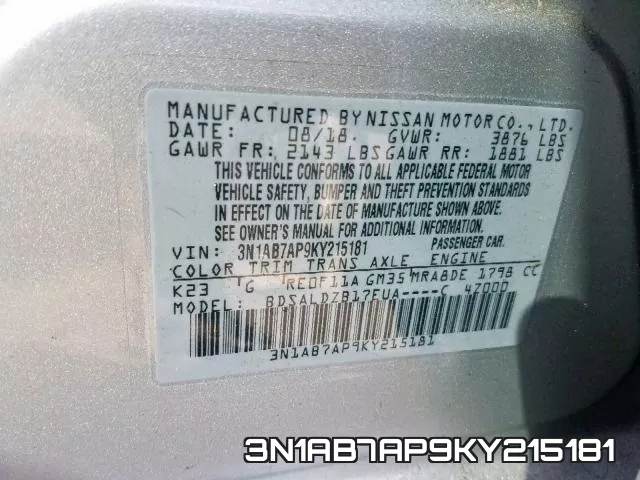 3N1AB7AP9KY215181 фото 2