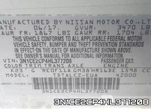 3N1CE2CP4HL377208 фото 10