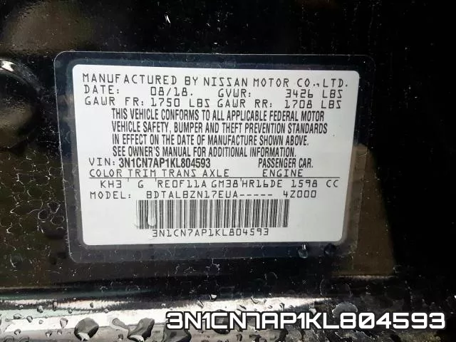 3N1CN7AP1KL804593 фото 2