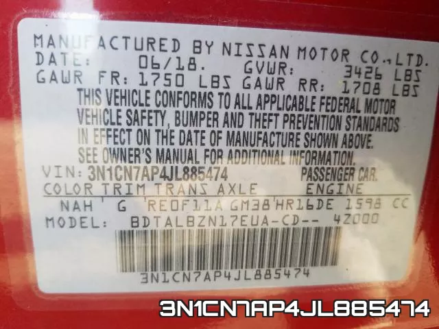 3N1CN7AP4JL885474 фото 2