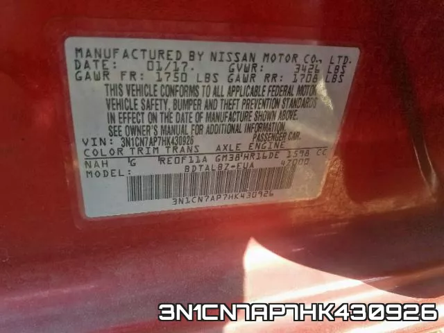 3N1CN7AP7HK430926 фото 2