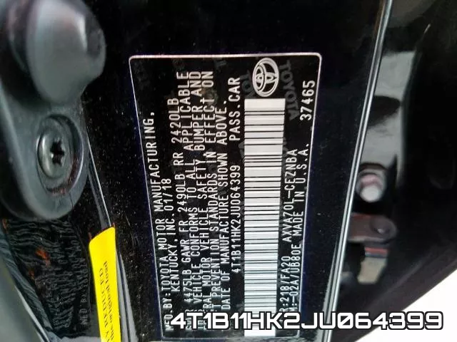 4T1B11HK2JU064399 фото 2