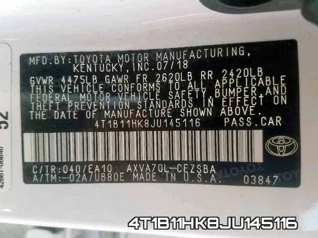 4T1B11HK8JU145116 фото 2