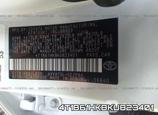 4T1B61HK8KU823401 фото 10