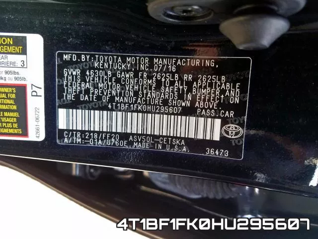 4T1BF1FK0HU295607 фото 2