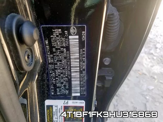 4T1BF1FK3HU316868 фото 2
