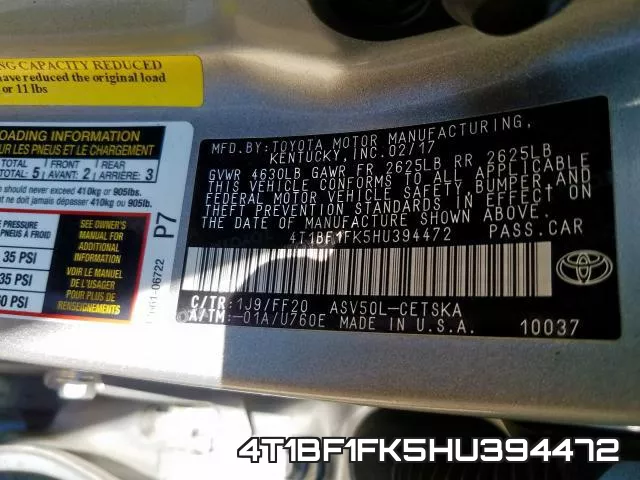 4T1BF1FK5HU394472 фото 2