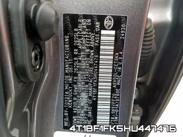 4T1BF1FK5HU447476 фото 2