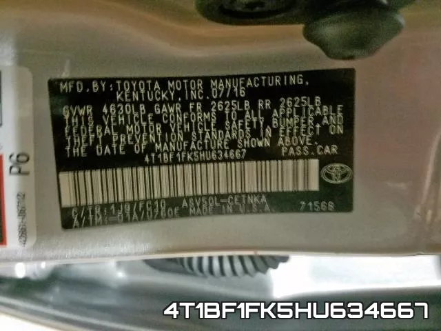 4T1BF1FK5HU634667 фото 2
