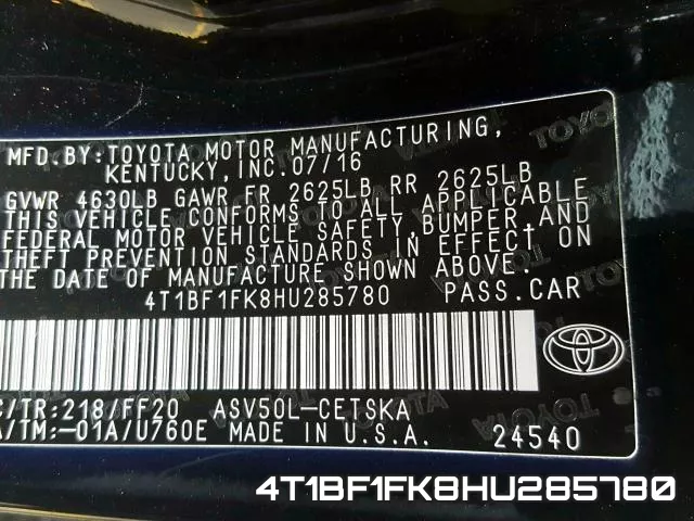 4T1BF1FK8HU285780 фото 2
