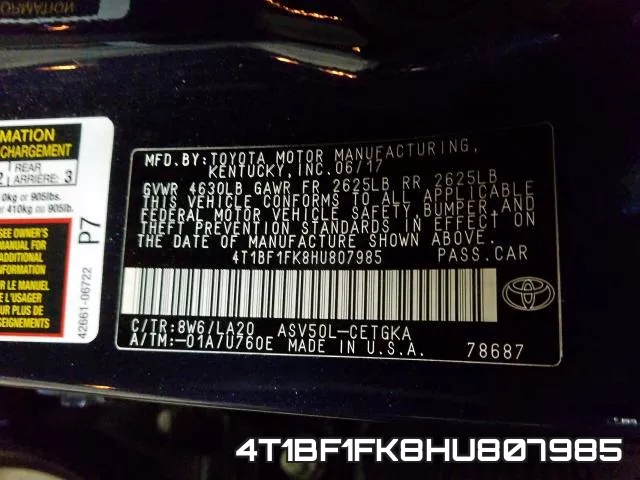 4T1BF1FK8HU807985 фото 2