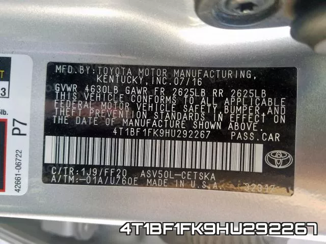 4T1BF1FK9HU292267 фото 2