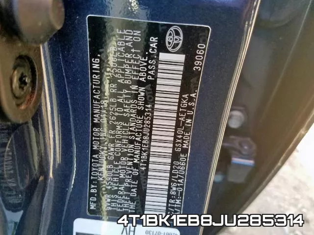 4T1BK1EB8JU285314 фото 2