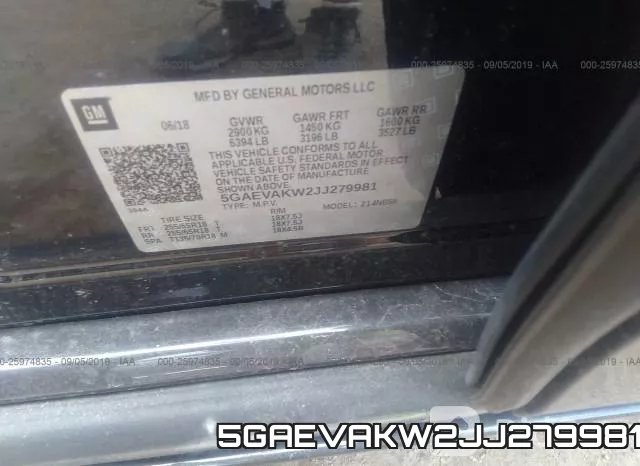 5GAEVAKW2JJ279981 фото 8