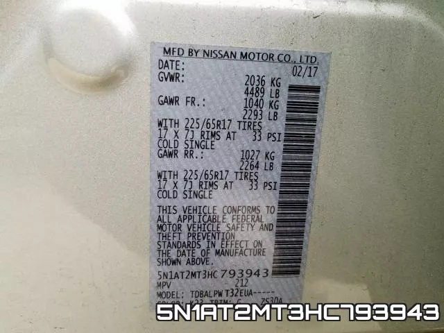 5N1AT2MT3HC793943 фото 2