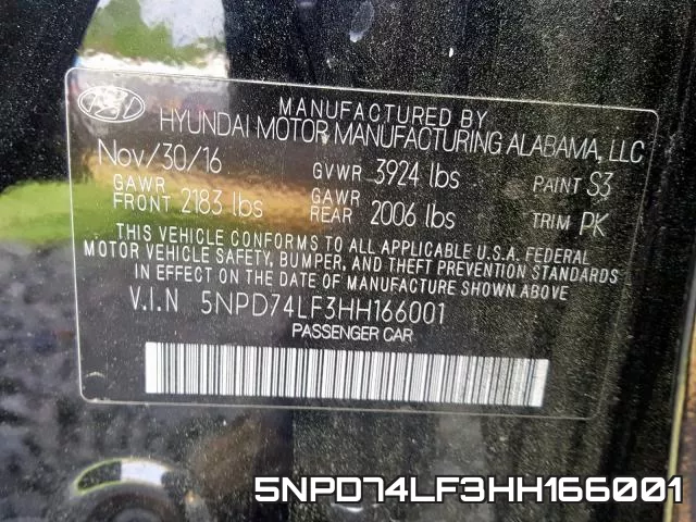 5NPD74LF3HH166001 фото 2