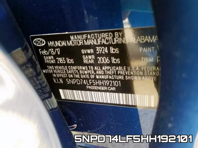 5NPD74LF5HH192101 фото 2