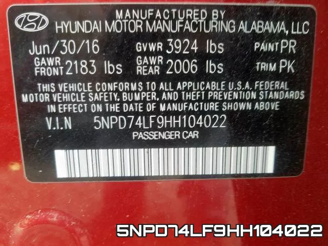 5NPD74LF9HH104022 фото 2