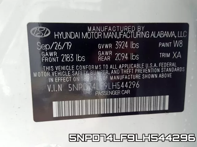 5NPD74LF9LH544296 фото 2