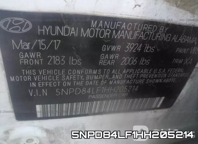 5NPD84LF1HH205214 фото 9