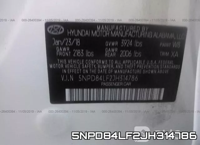 5NPD84LF2JH314786 фото 9