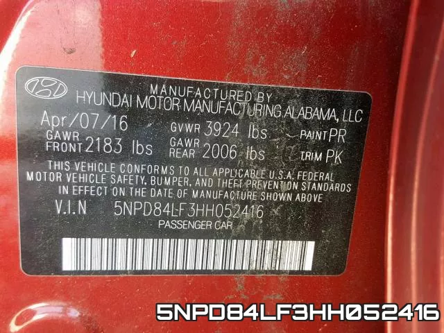 5NPD84LF3HH052416 фото 2