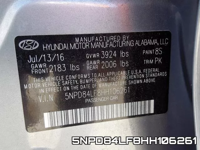 5NPD84LF8HH106261 фото 2