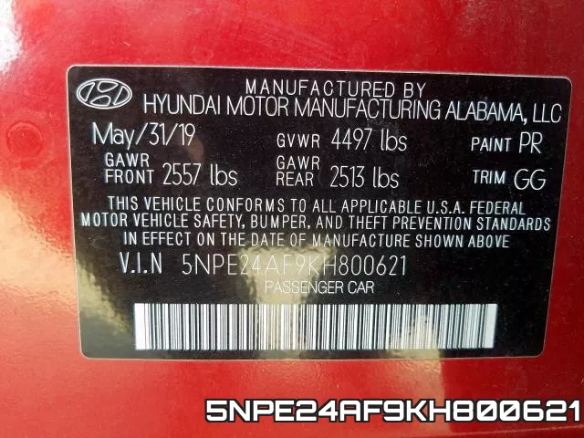 5NPE24AF9KH800621 фото 2