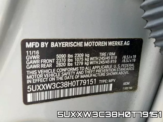 5UXXW3C38H0T79151 фото 2