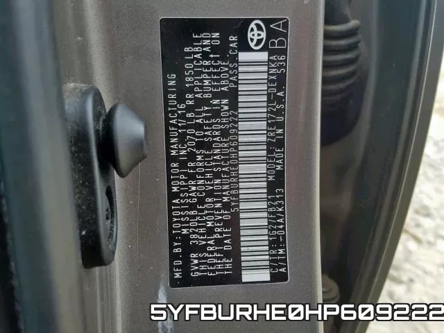 5YFBURHE0HP609222 фото 2