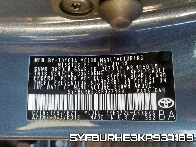 5YFBURHE3KP937189 фото 2