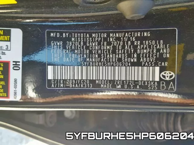 5YFBURHE5HP606204 фото 2